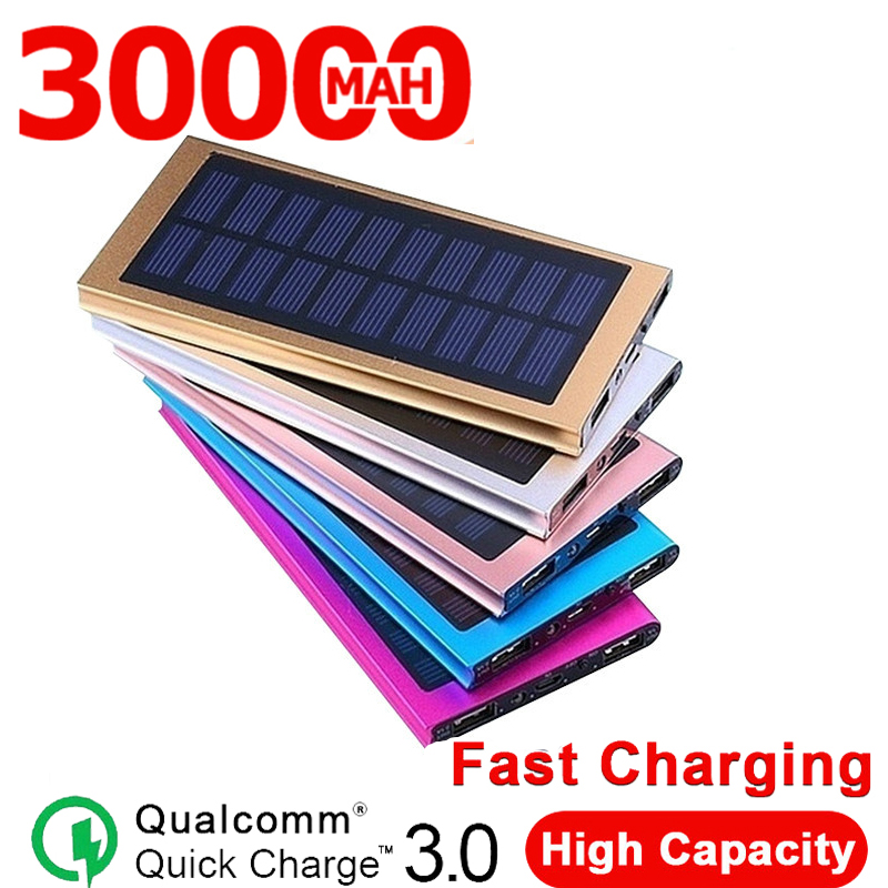 Powerbank Sẵn sàng 30000mAh pin dự phòng QC 3.0 kép USB dung lượng đầy đủ điện di động pin siêu mỏng