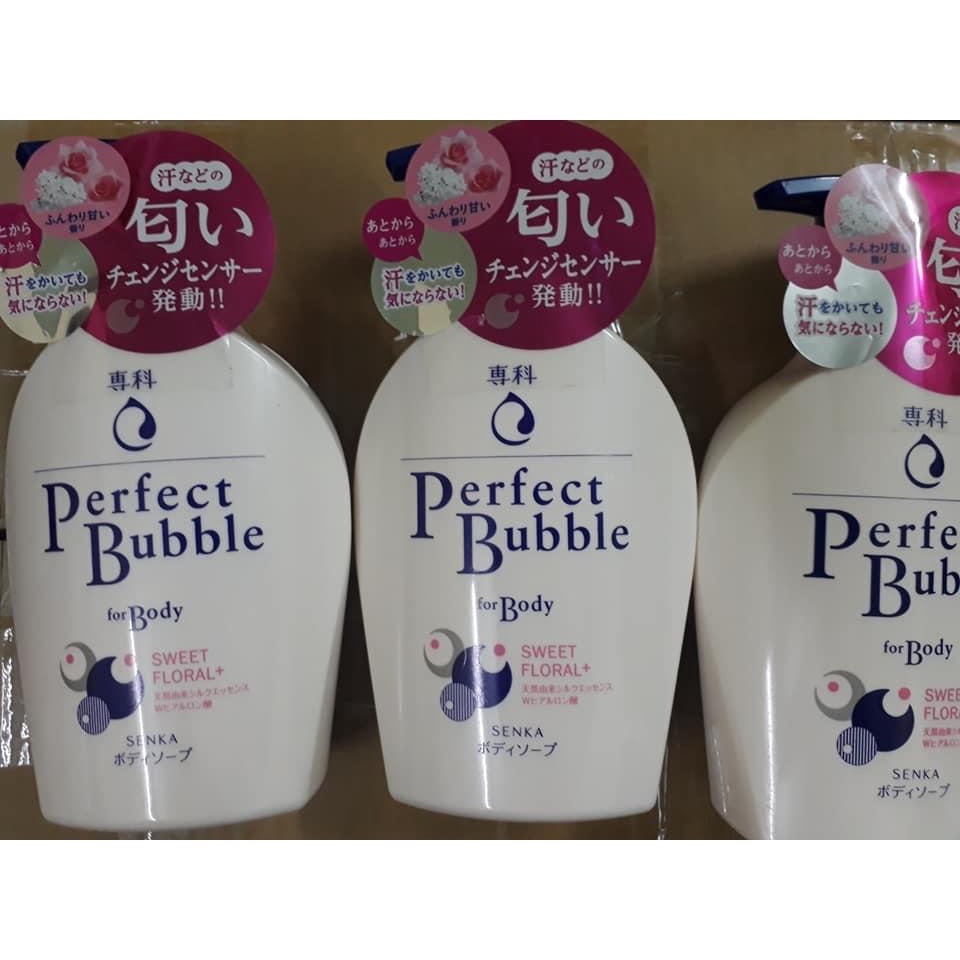 Sữa tắm Senka Perfect Bubble dưỡng ẩm hương Linh Lan & Nhài/ Đinh hương & Hoa Hồng chai 500ml