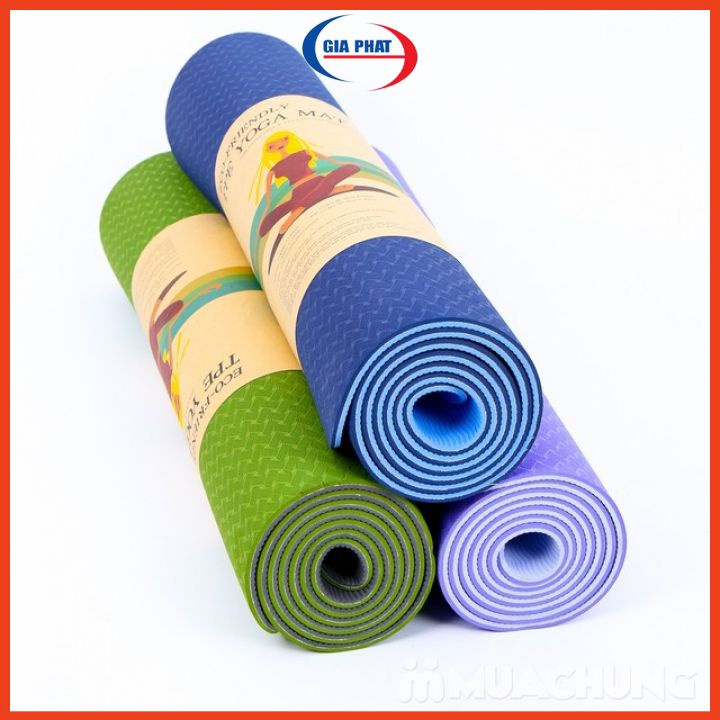 Thảm tập Yoga, Gym chống trơn trượt 2 lớp dày 8mm,6mm chất liệu cao su non TPE cao cấp