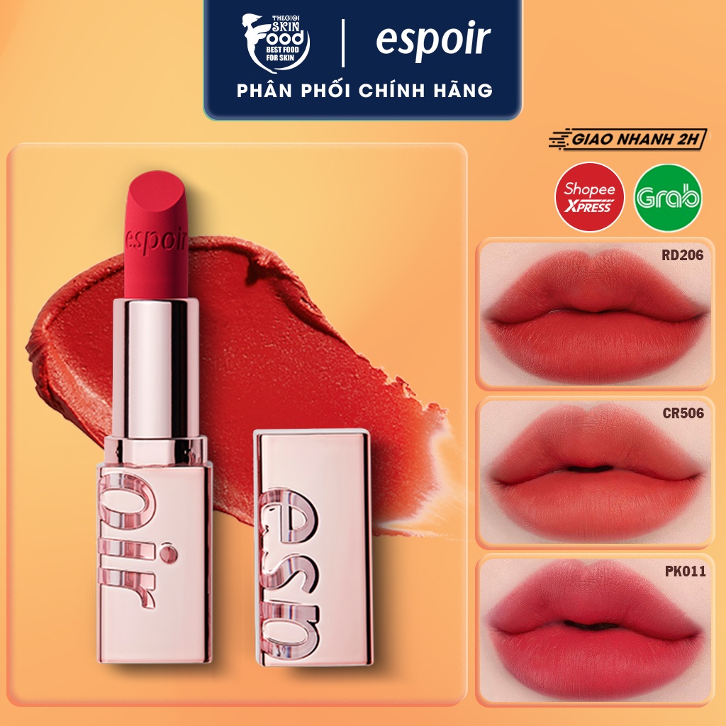 Son Thỏi Lì Hàn Quốc, Mịn Mượt Nhẹ Môi Espoir Lipstick Nowear Velvet 3.2g