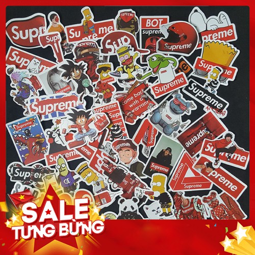 Bộ Sticker dán cao cấp chủ đề SUPREME HOẠT HÌNH - Dùng dán Xe, dán mũ bảo hiểm, dán Laptop... - Hàng nhập khẩu