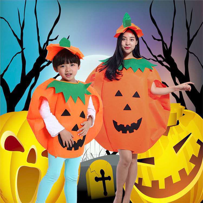 Bộ đồ bí ngô hóa trang Halloween lạ mắt cho trẻ em người lớn cha mẹ