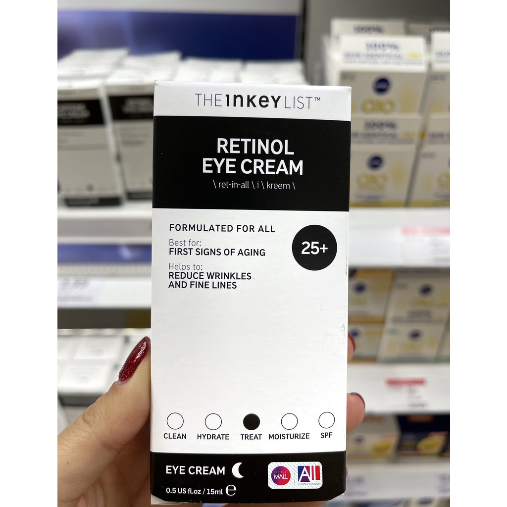 [TOP 1 SHOPEE] Kem dưỡng giảm quầng thâm, chống lão hóa The INKEY List Retinol / Caffein Eye Cream 15ml (Bill Anh)