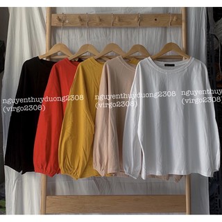 [Ảnh thật/Video]Áo pull cổ tròn tay bồng phong cách ulzzang