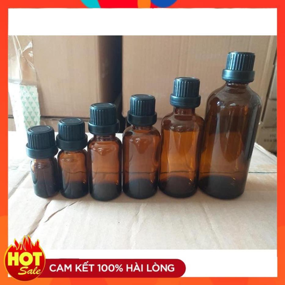 Giá sốc 20 vỏ Chai thủy tinh ( chai nâu nắp đen + nhỏ giọt) :5ml 10ml 20ml 30ml 50ml 100ml - Lọ chiết tinh dầu