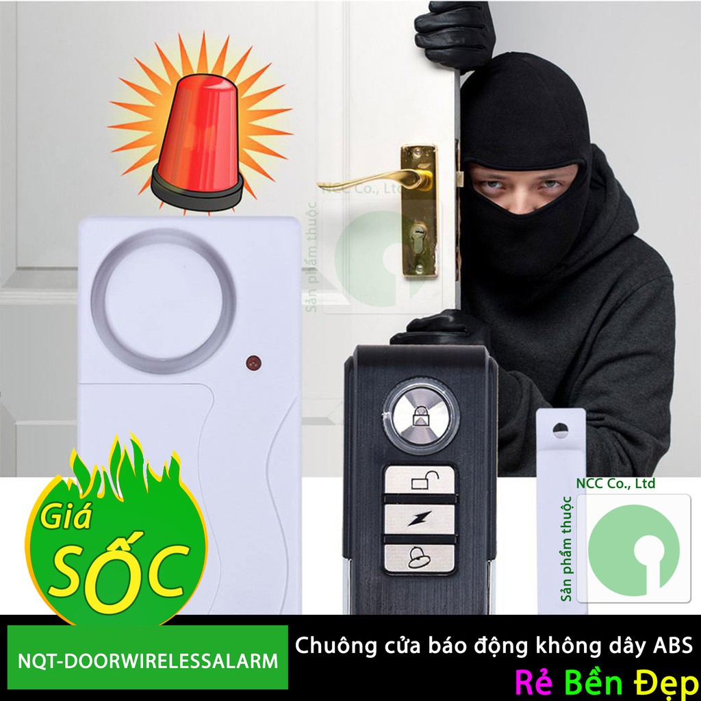 Chuông cửa má từ báo động với còi hú to chống trộm - remote điều khiển không dây ABS - NQT-DOORWIRELESSALARM