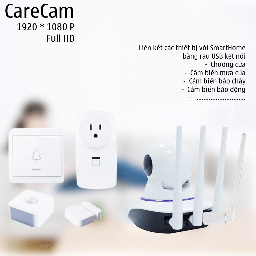 Camera Wifi 3 Râu CARECAM/ Onvizcam V5PRO 2.0MPX, độ phân giải FULL HD 1920x1080p