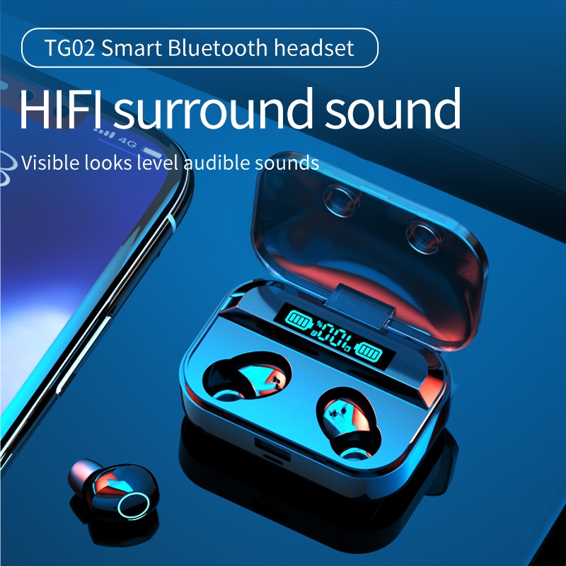 Tai Nghe Bluetooth Không Dây TG02 Tai Nghe Nhét Tai TWS Bản Quốc Tế đỉnh cao chống ồn dùng cho IOS Và Android