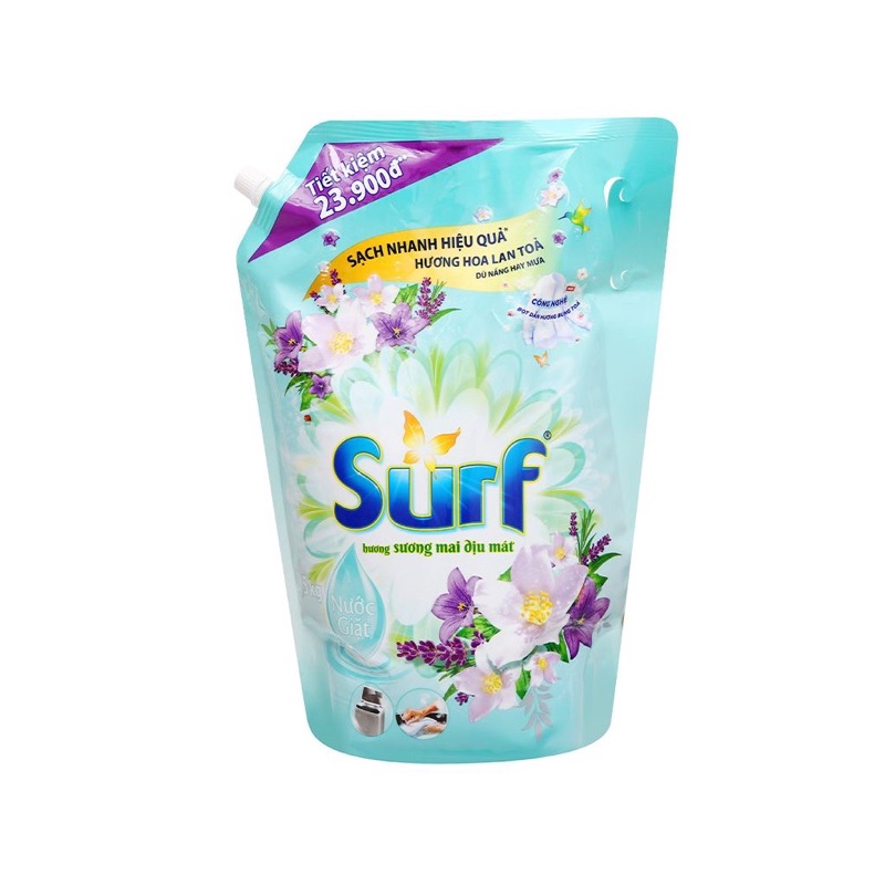 Nước giặt surf túi 3.5kg hương thơm sương mai và cỏ hoa