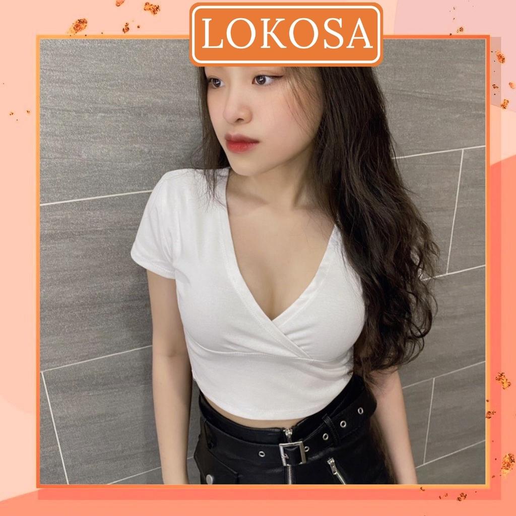 Dây Cột tóc(QUÀ TẶNG) tăm nhiều màu mix với Áo Croptop Kiểu LOKOSA Áo Crt Nữ Ôm Body AO060 | BigBuy360 - bigbuy360.vn