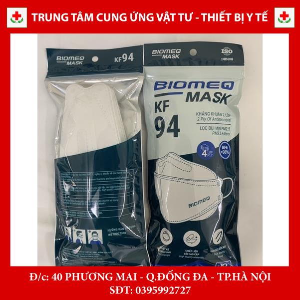 Khẩu trang KF94 y tế Biomeq màu trắng (túi 10 cái)