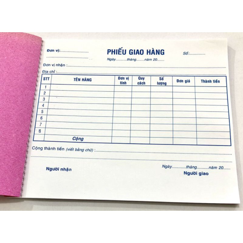 Combo 05 quyển Phiếu Giao Hàng 1 liên - Giấy Ford dày đẹp láng mịn và nhận mực tốt