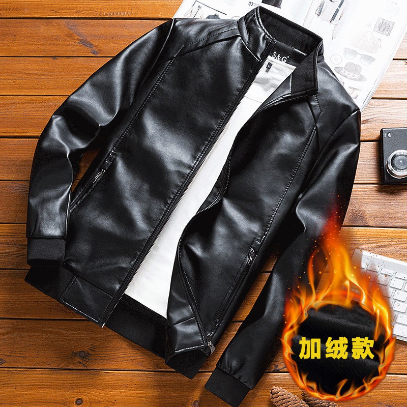 Áo Khoác Da Lót Nhung Dày Dặn Giữ Ấm Mùa Đông Phong Cách Hàn Quốc Cho Nam Giới | BigBuy360 - bigbuy360.vn