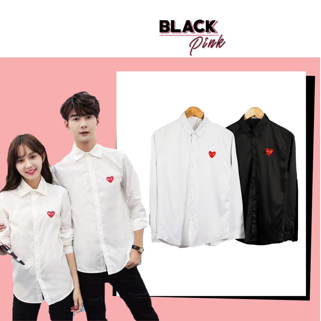 BLACKPINK - Áo Sơ Mi Trái Tim CDG Lụa Cao Cấp