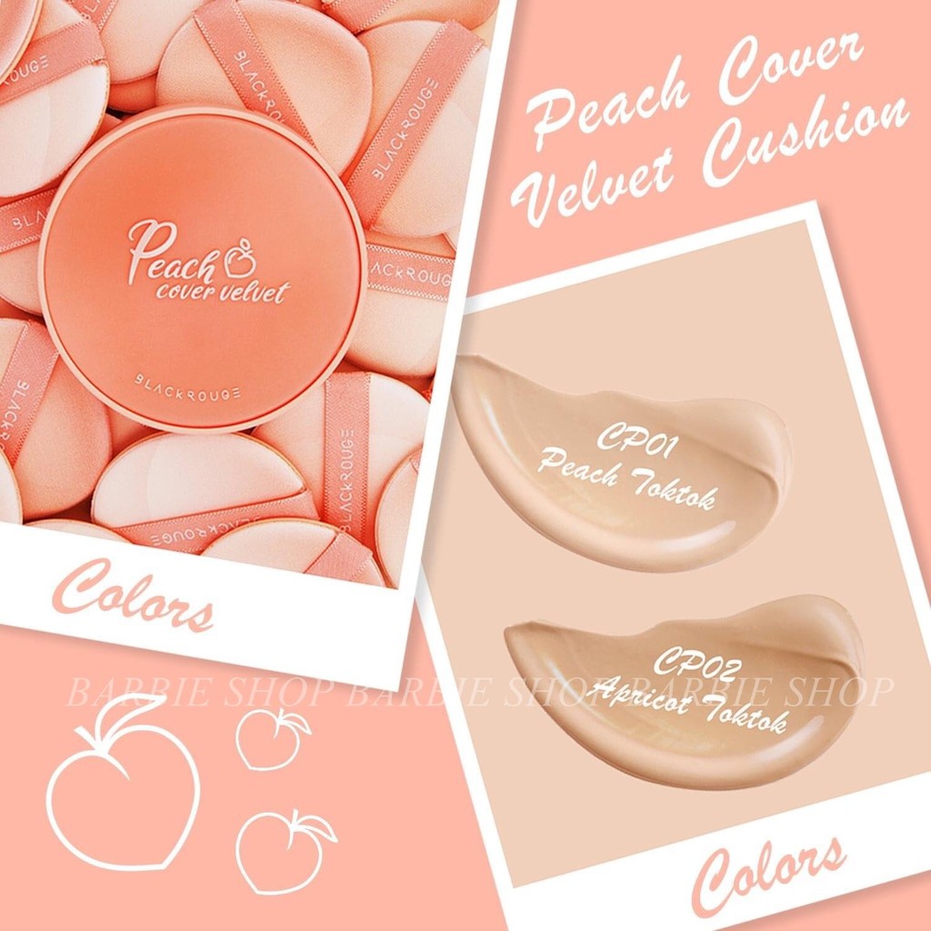 Phấn Nước Black Rouge Peach Cover Velvet Cushion Trái Đào