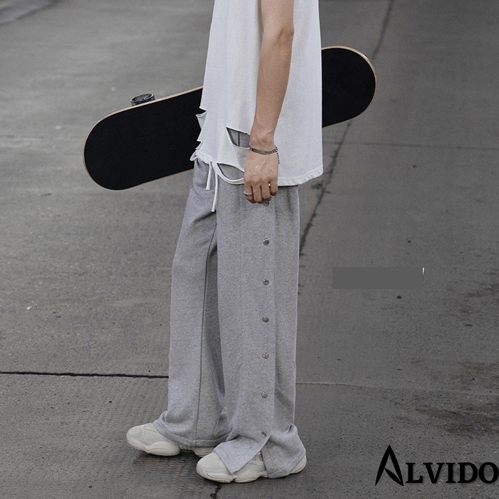 Quần ống rộng nam thể thao Sanvadio-khuy nút-2 màu ĐEN/XÁM QD45