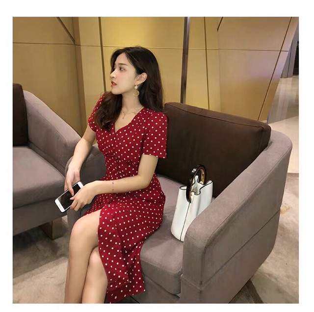 [Mã WAMST112 giảm 25k đơn 150k] WADD31 giảm30% tối đa 25k - Đầm Bi Đỏ Nhún Ngực xt | BigBuy360 - bigbuy360.vn