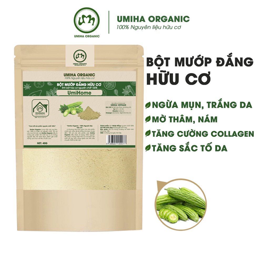 Bột đắp mặt nạ Khổ Qua nguyên chất UMIHOME hữu cơ 40G tăng cường sắc tố da, dưỡng trắng, ngừa mụn thâm nám