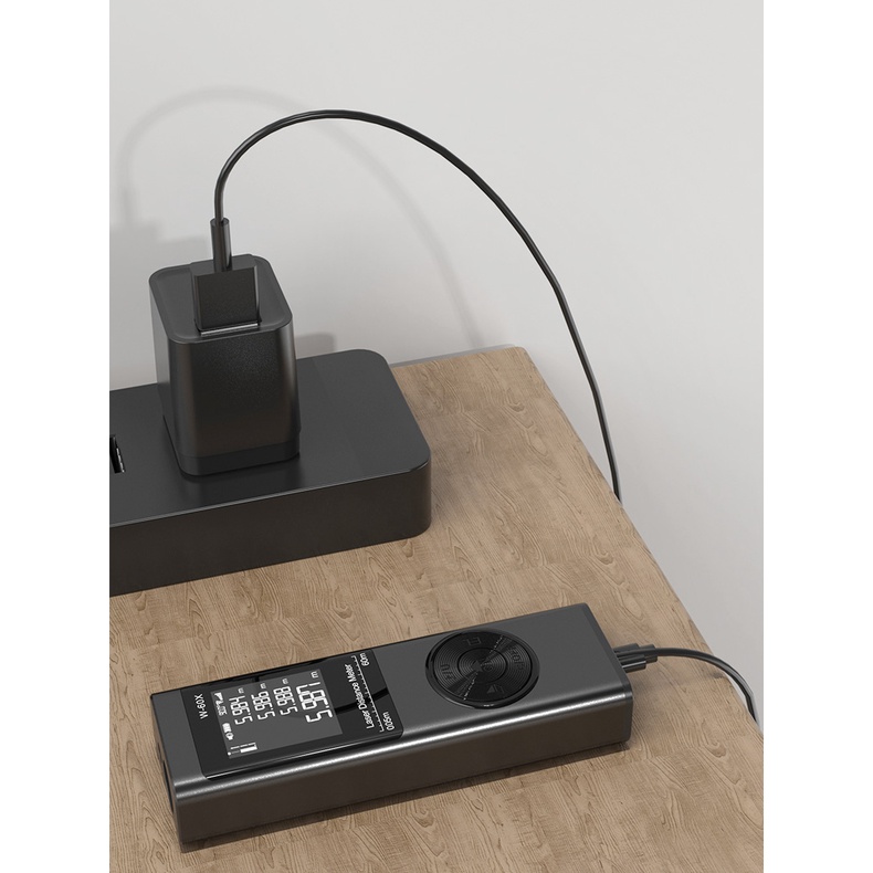 Thước đo laser mini 9TIME nhỏ gọn đút túi quần, laze đo khoảng cách pin sạc usb vỏ kim loại