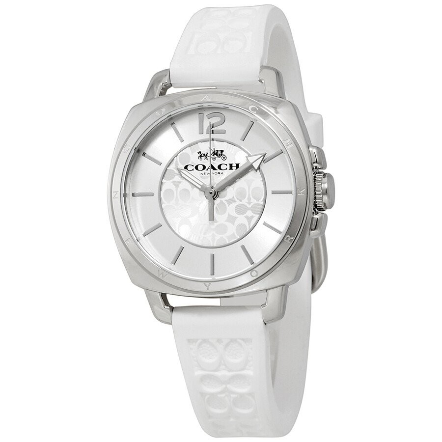Đồng Hồ Nữ Coach 14502093 Dây Silicon Trắng Silver Chính Hãng 34mm