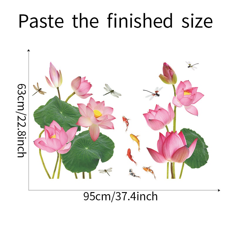 Set 2 Miếng Dán Tường Trang Trí Hình Hoa Sen/Chuồn Chuồn/Chuồn Chuồn Đẹp Mắt