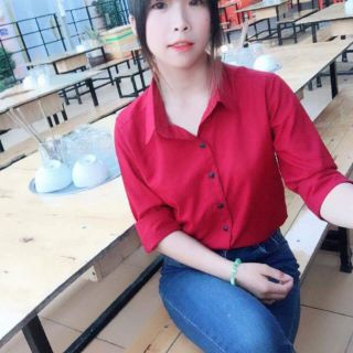 Áo sơ mi thời trang màu đỏ đô cổ bẻ
