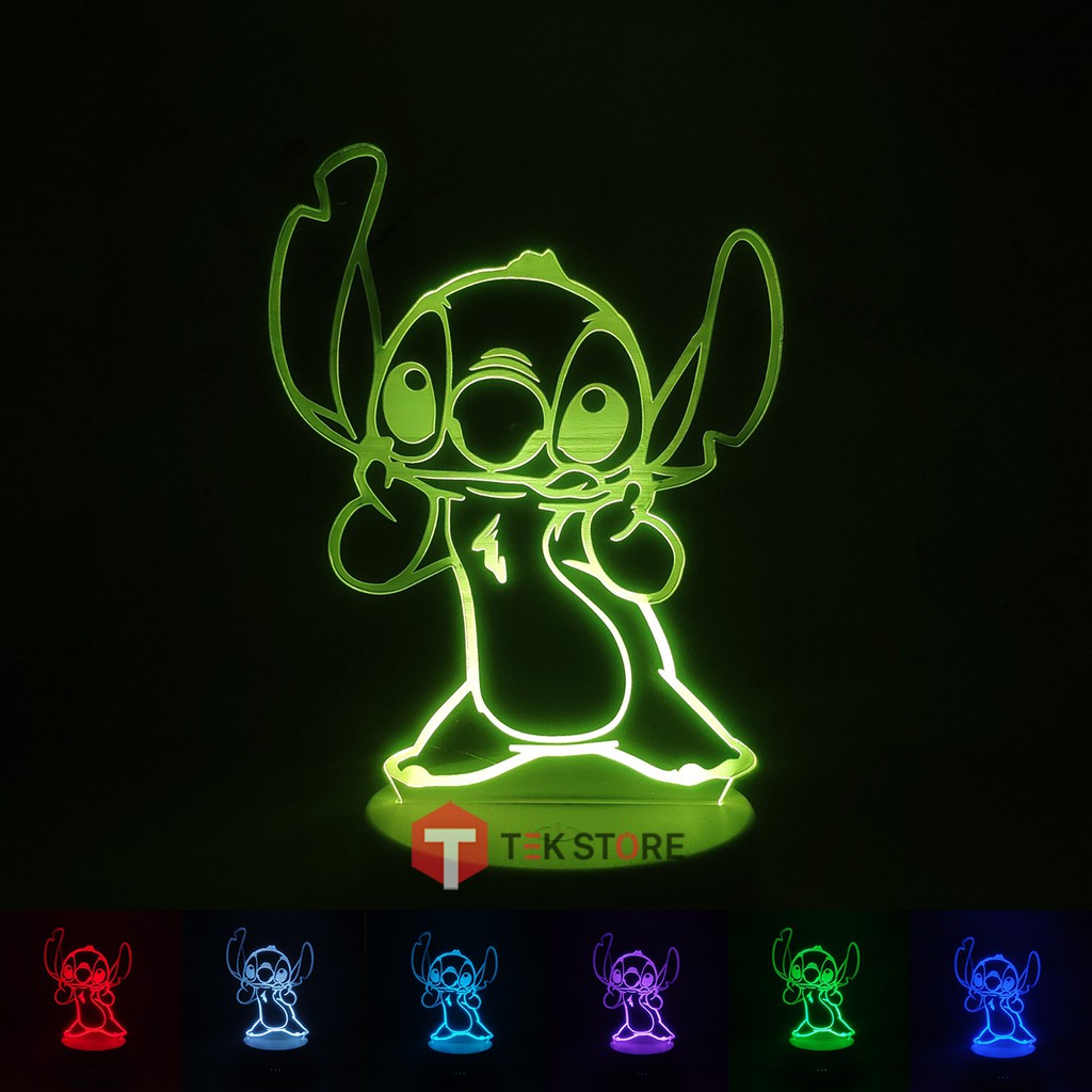Đèn Ngủ Quái Vật Stitch (3 Màu - 7 Màu - 16 Màu Kèm Điều Khiển)