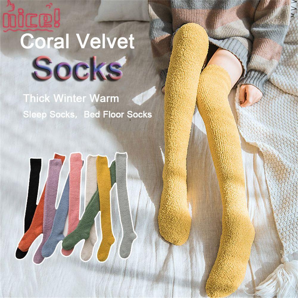 Vớ Nhung San Hô Dày Dặn Giữ Ấm Thoáng Khí Thời Trang Mùa Đông Cho Nữ