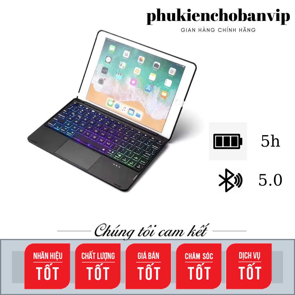 Bàn phím bluetooth có chuột dùng cho ipad 10.2 và ipad 10.5 với 7 màu đèn đèn