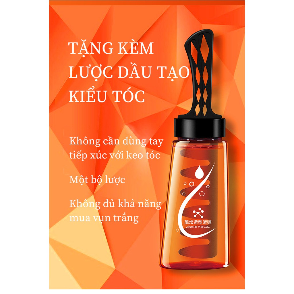 Gel vuốt tóc kèm lược Keo tóc keo vuốt tóc nam cao cấp chai 280ml kèm lược tiện dụng thân thiện với mọi loại tóc