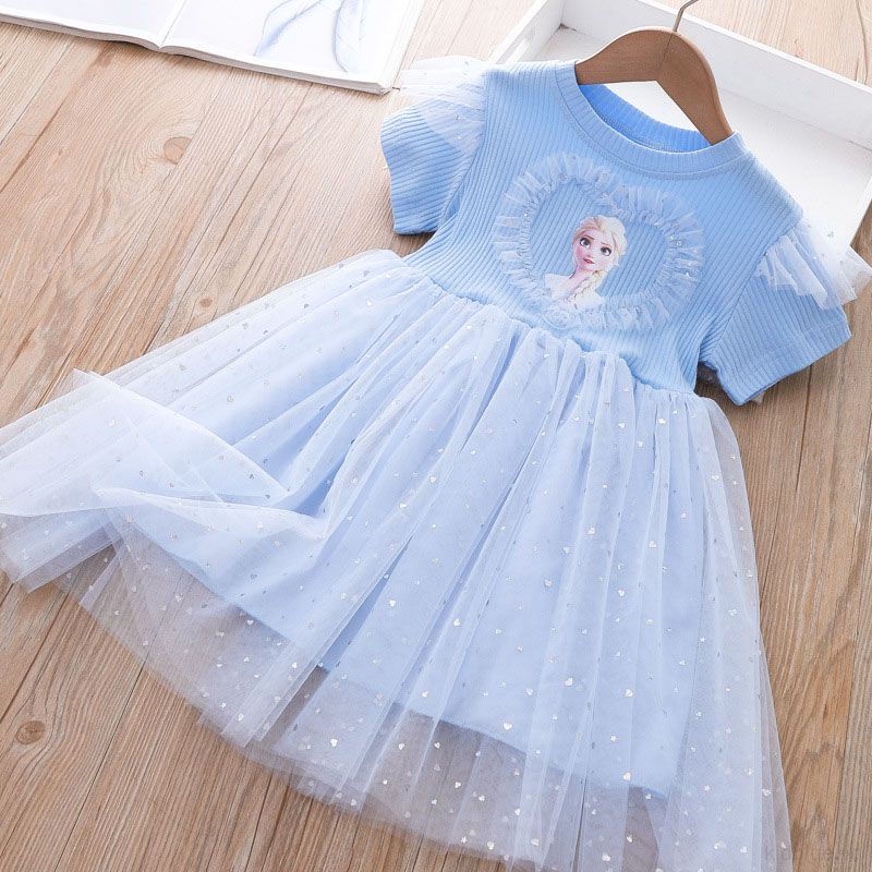 Đầm Dệt Kim Phối Lưới Họa Tiết Ngôi Sao Aisha Dễ Thương Dành Cho Bé Gái