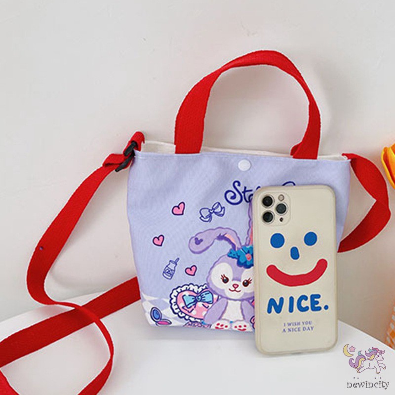 Túi Xách Đeo Vai Vải Bạt Họa Tiết Hoạt Hình Phong Cách Hàn Quốc Đáng Yêu Dành Cho Trẻ