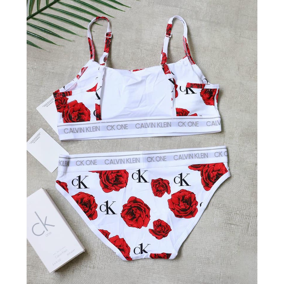 Set đồ lót thun C K one hoa hồng loại 1 nhiều màu