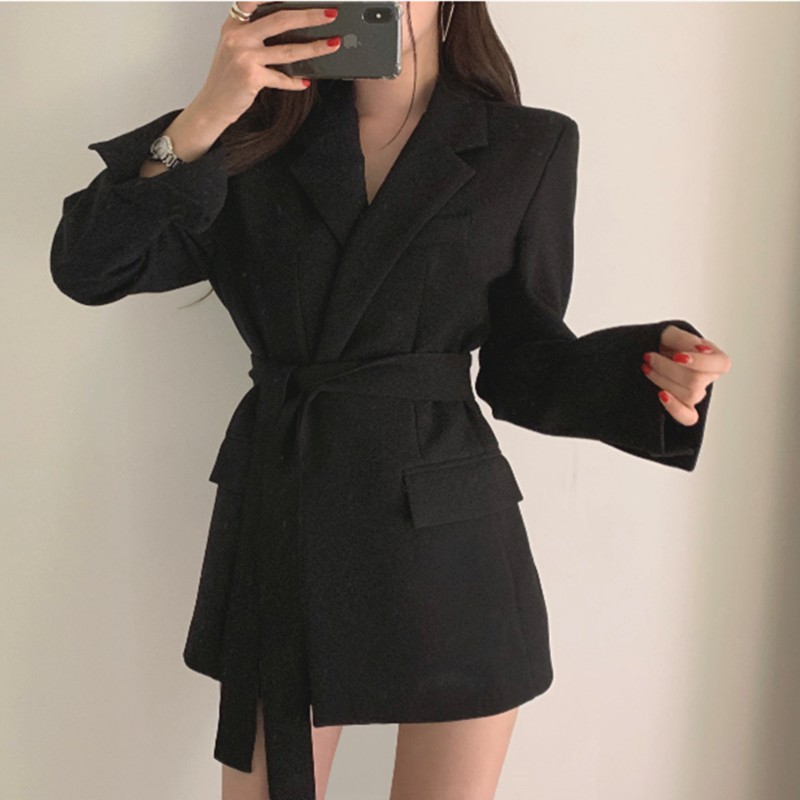 Áo vest/blazer dáng dài buộc dây eo phong cách niche Anh 🌴 Hàng order🌴