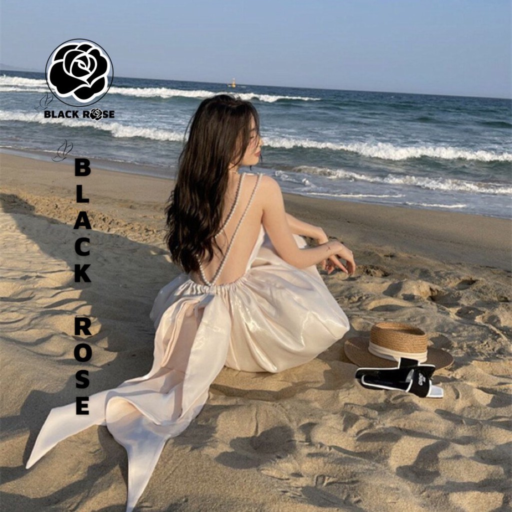 Váy Đầm Dự Tiệc Đi Biển Sang Chảnh Hở Lưng Sexy BLACK ROSE Váy 2 Dây Ngọc Đẹp Cao Cấp - TẤM BOUTIQUE | BigBuy360 - bigbuy360.vn