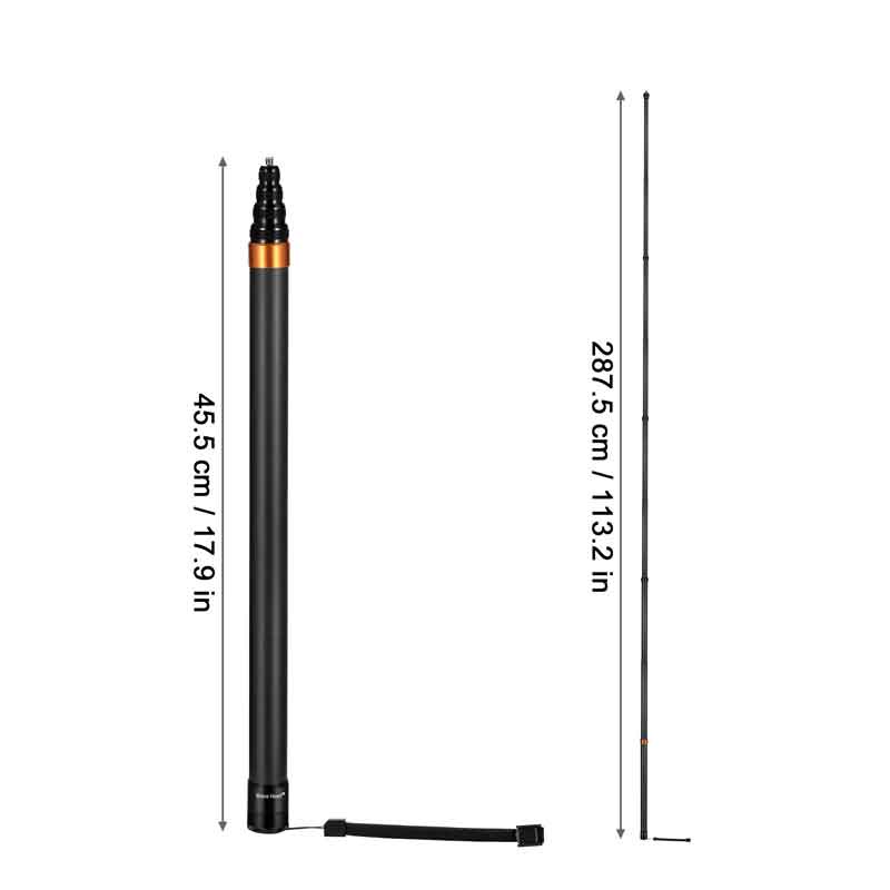 Gậy Tự Sướng 2.9m Bằng Sợi Carbon Cho Gopro go pro hero 9 10 8 5 6 7 4 3 sjcam sj4000 YI dji