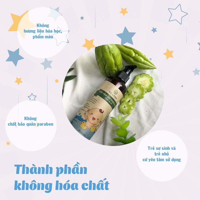 Sữa tắm mướp đắng thảo dược cho Trẻ Sơ Sinh Cỏ Lành 250G Tinh chất 100% từ tự nhiên