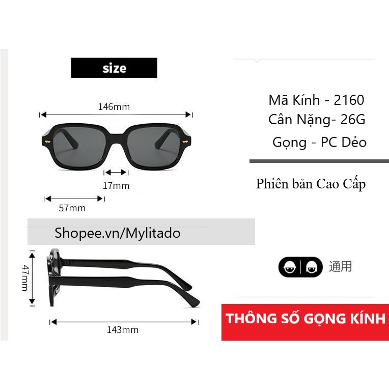 Kính mát nam nữ Cao Cấp - Đẹp chống UV400 - Sơn Tùng MTP gọng kính vuông xu hướng thời trang 2022 -Q2160