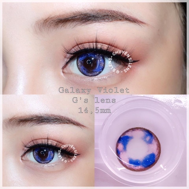 Lens Mắt Kính Áp Tròng Galaxy Gray Brown Green Blue Violet Pink Giãn Vừa Size M