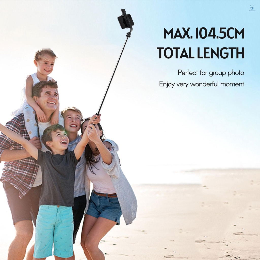 Gậy Tự Sướng Bluetooth Không Dây Đa Năng Di Động Có Thể Mở Rộng Kèm Đèn Led 104.5cm Điều Khiển Từ Xa Dài Cho Chụp Ảnh Vlog Video