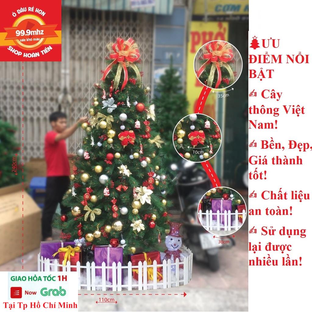 Cây Thông Noel 2m4 Cao Cấp Kèm Phụ Kiện Trang Trí Noel, Cây Thông Hàng Việt Nam Chất Lượng Cao