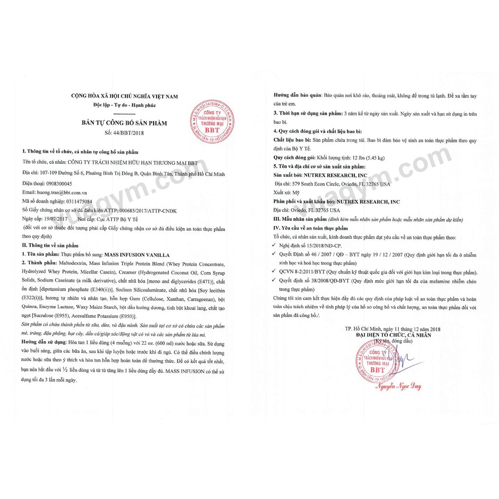 Bột Tăng Cân Nutrex - Mass Infusion  - Hỗ Trợ Tăng Cơ, Nạp Năng Lượng, Chính Hãng