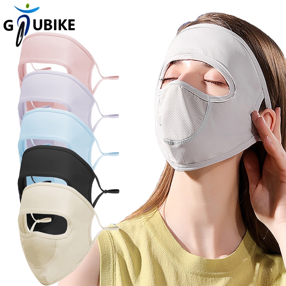 Khẩu Trang Che Mặt Toàn Diện Bằng Lụa Lạnh Thoáng Khí Chống Tia UV
