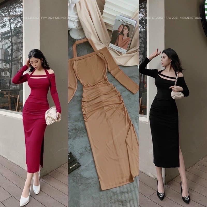 BIGSIZE Đầm body bẹt vai xẻ đùi bigsize 50-90kg