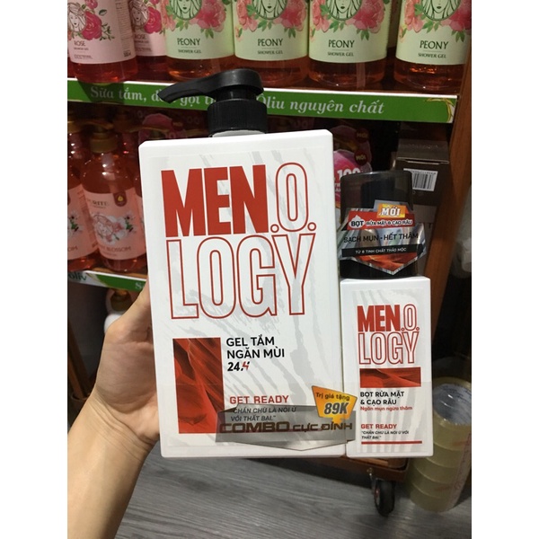 Combo Gel Tắm MEN.O.LOGY Ngăn Mùi 24h Get Ready 630ml + Bọt Rửa Mặt &amp; Cạo Râu MEN.O.LOGY Get Ready 100ml