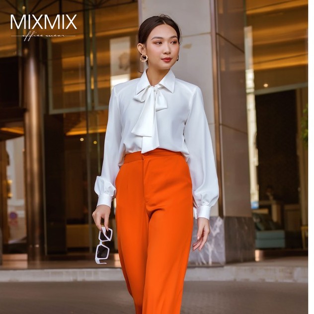 Áo Sơ Mi Cột Nơ JENNY Sang Chảnh - MIXMIX - Hàng thiết kế - Hình ảnh độc quyền shop tự chụp