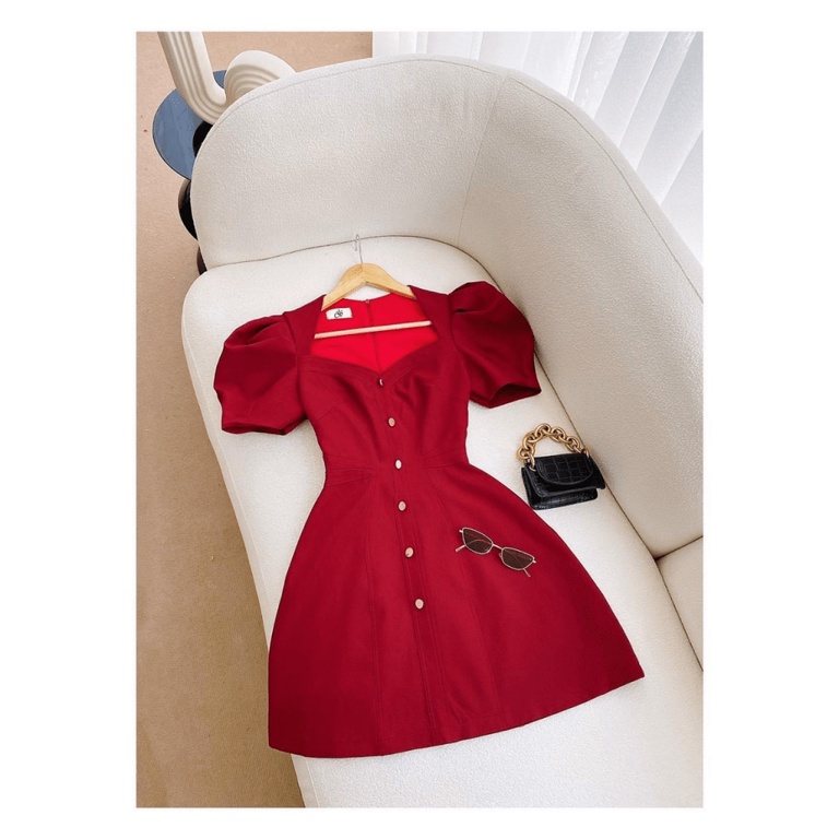 ĐẦM THIẾT KẾ SANG CHẢNH 2 MÀU DỰ TIỆC NỔI BẬT PU (HÀNG QUẢNG CHÂU)