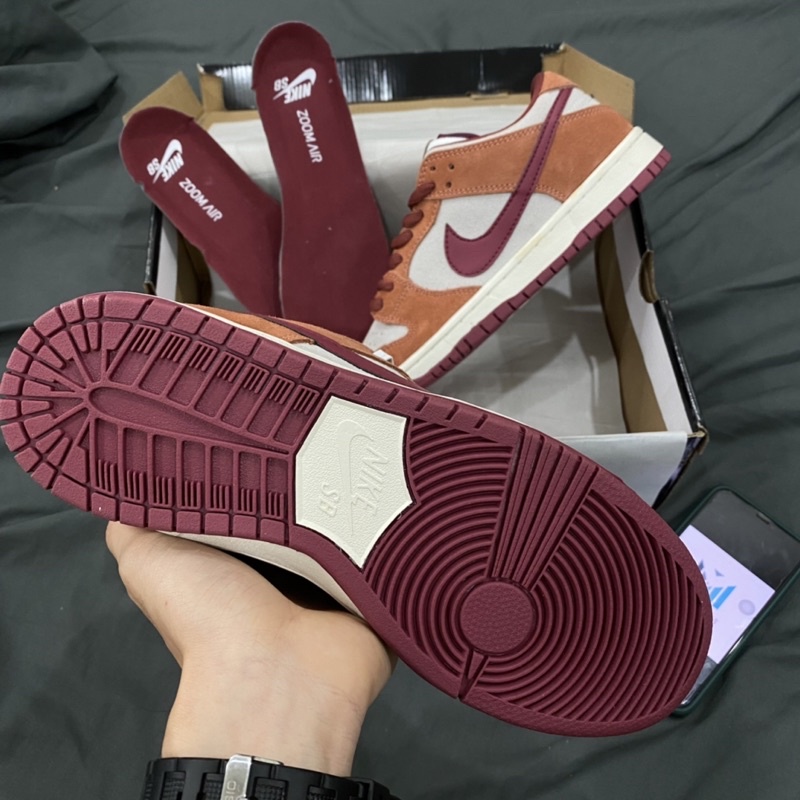 GIÀY SB DUNK PRO DARK RUSSET ĐỎ ĐÔ DA LỘN