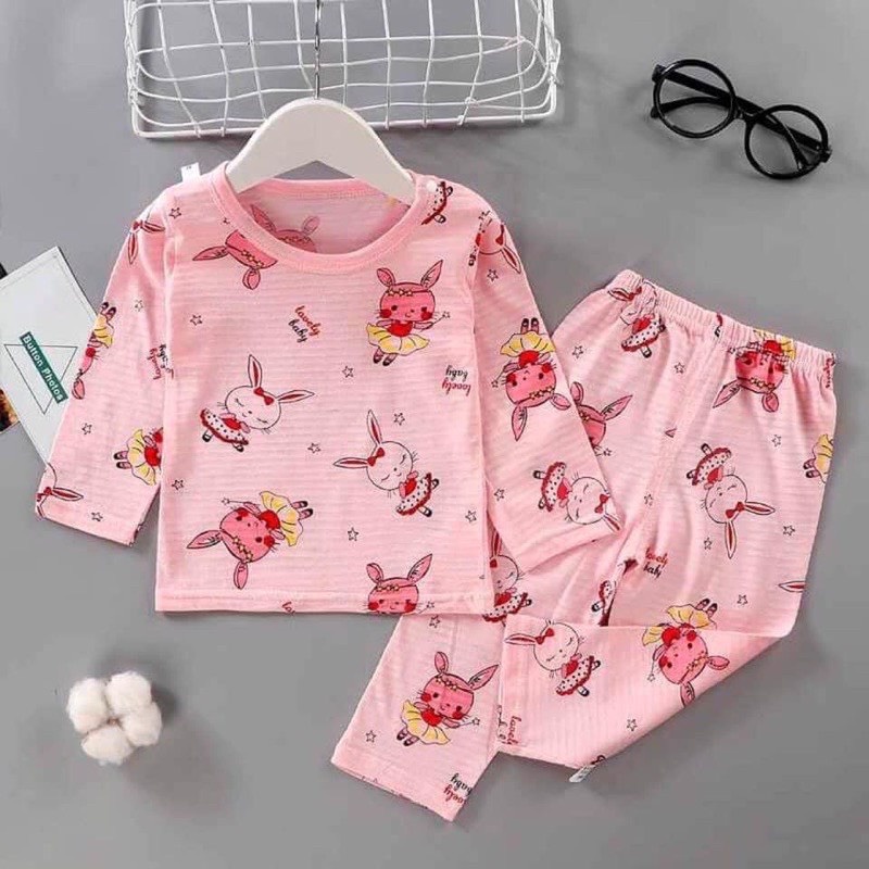 BỘ THU ĐÔNG DÀI CHẤT COTTON SỢI TRE QUẢNG CHÂU XUẤT HÀN CHO BÉ GÁI