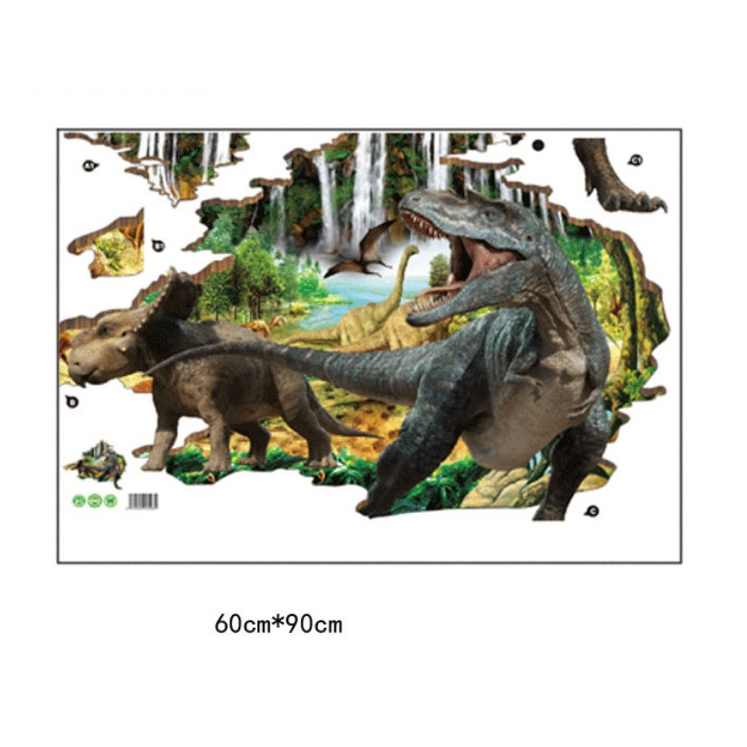 Decal dán tường trang trí - VẾT NỨT KHỦNG LONG XANH